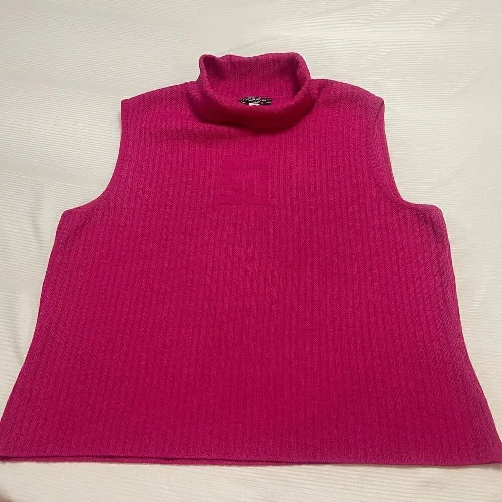 St. John By Marie Gray Fushia Turtleneck Tank Top Size Large